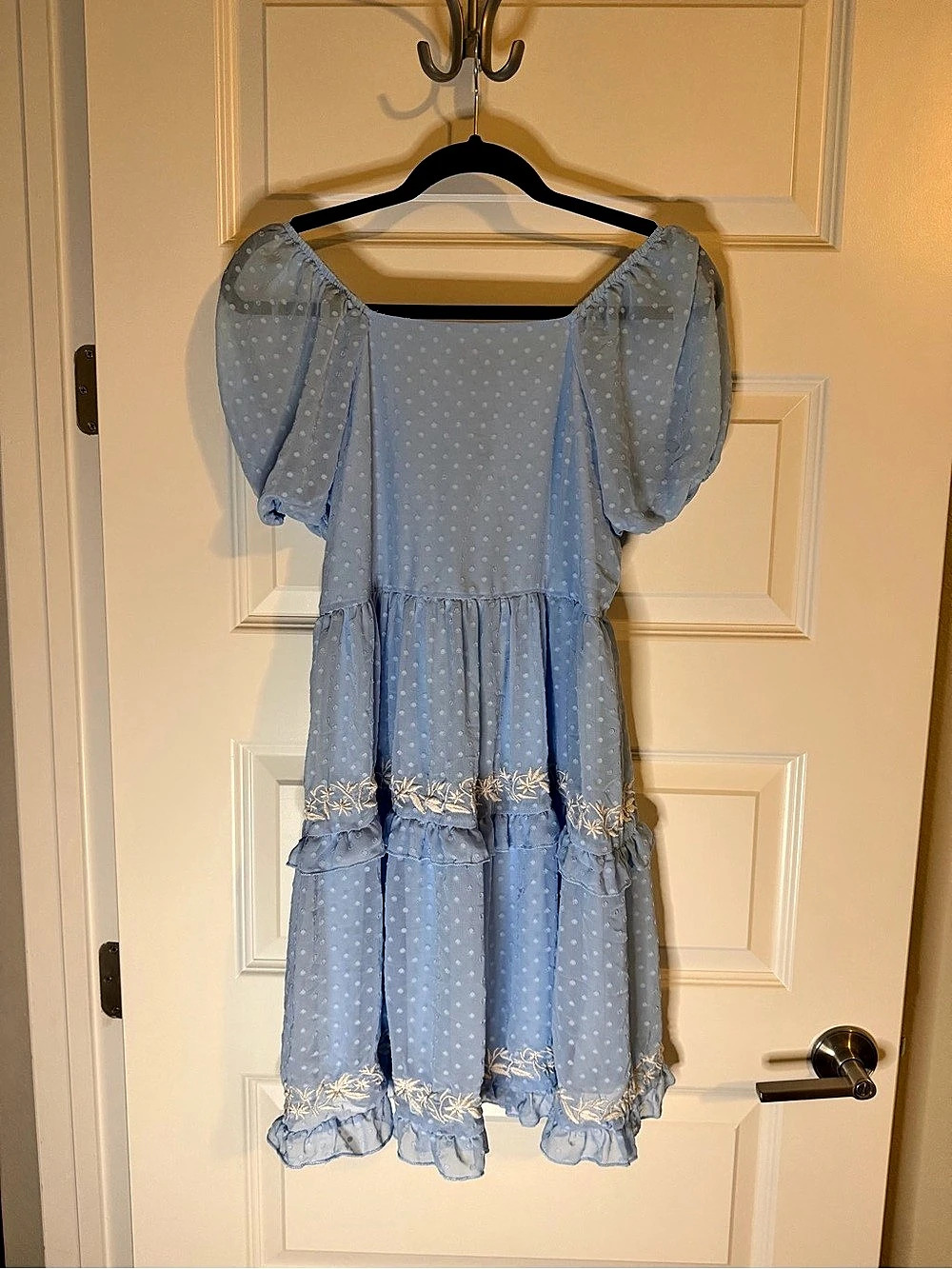J. Jill Polka Dot Mini Dress Blue Size 10 Like New